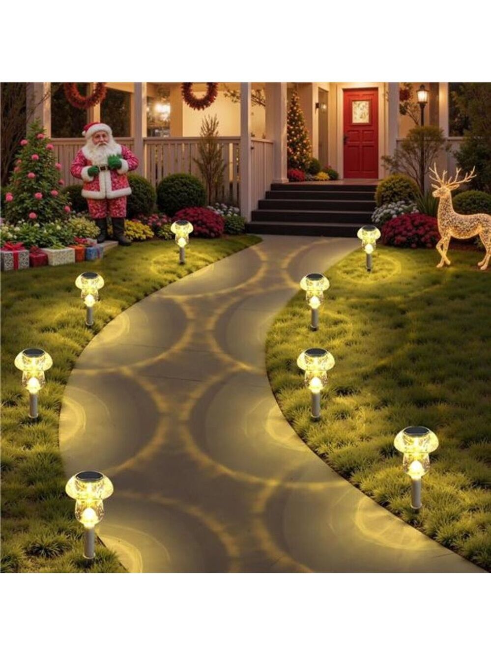Solar Lights Outdoor Mushroom LED Waterproof Garden Pathway Yard Lawn Decor 8 Pa